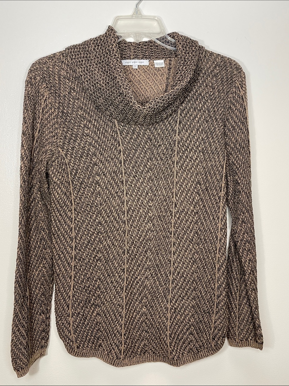eight eight eight Taupe and Black Marled Cowl Sweater